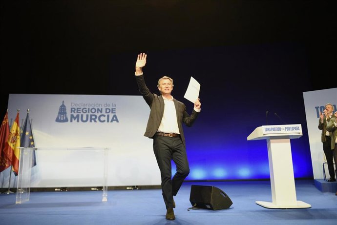 Alberto Núñez Feijóo hoy en Murcia, en la firma de la Declaración de la 'Región de Murcia''