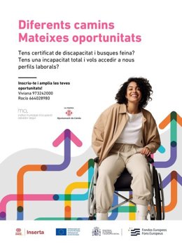 Cartel de la campaña del Institut Municipal d'Ocupació de Lleida para impulsar la ocupación de personas con discapacidad