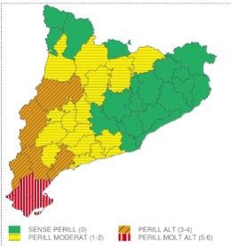 O mapa de alertas de chuvas fortes para este domingo