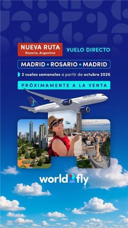 World2Fly lanzará una nueva ruta directa entre Madrid y Rosario (Argentina) a partir de octubre de 2026.