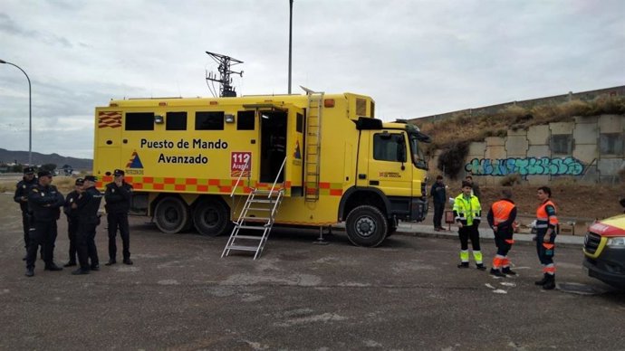 Puesto de Mando Avanzado en Santa Fe tras la tormenta 'Gabriel'.