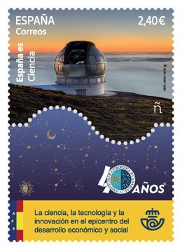 Correos presenta un sello dedicado al 40 aniversario del Instituto de Astrofísica de Canarias