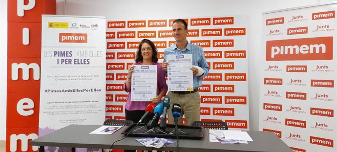 La directora del IbDona, Cati Salom, y el presidente de Pimem, Jordi Mora.