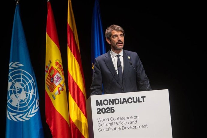 El ministro de Cultura Ernest Urtasun, en el Mondiacult de Barcelona