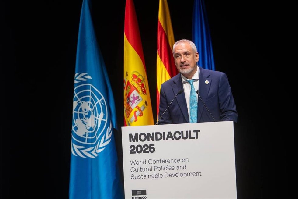 El subdirector general de Cultura de la Unesco, Ernesto Ottone, en la inauguración del Mondiacult