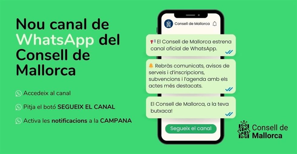 Nuevo canal de WhatsApp del Consell de Mallorca