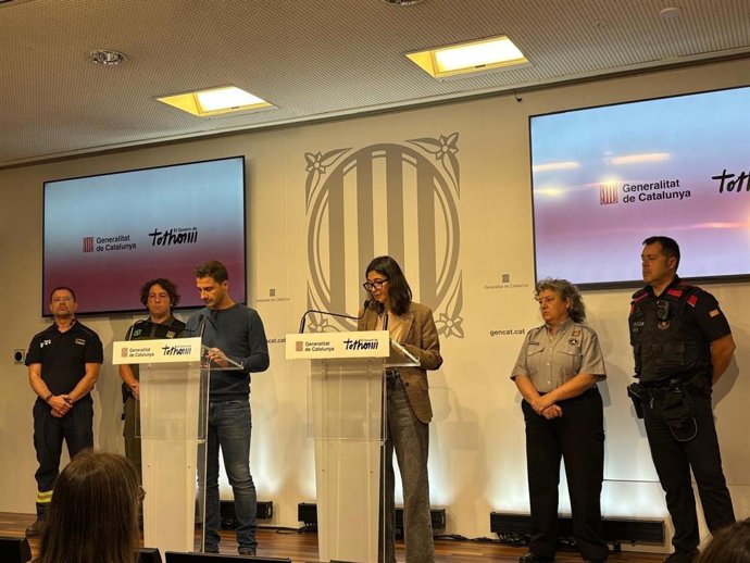 La consellera de Interior y Seguridad Pública, Núria Parlon, tras la segunda reunión de este lunes del Comité Técnico para valorar el episodio de lluvias en Terres de l'Ebre (Tarragona)