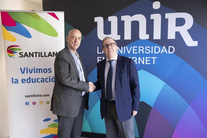 Miguel García de Antelo, director general de Negocio Privado de Santillana junto a Antonio Aragón, director Corporativo Internacional de Desarrollo Institucional de UNIR