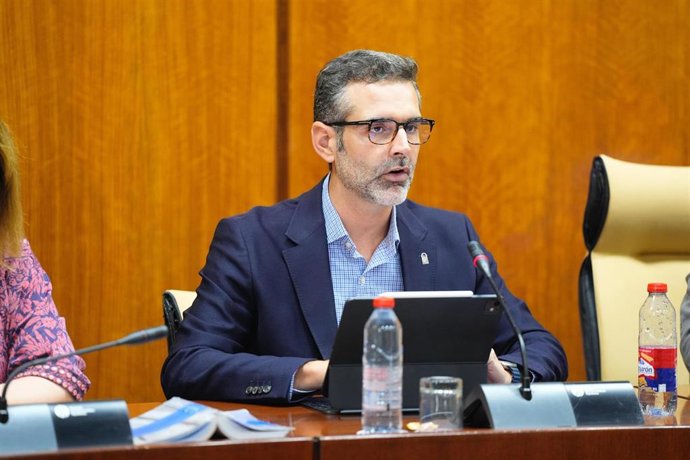El consejero de Agricultura de la Junta de Andalucía, Ramón Fernández-Pacheco, en la comisión parlamentaria del 29 de septiembre de 2025.