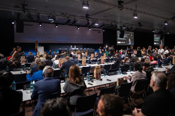 Vista general de la primera jornada de la conferencia Mondiacult, en el Centro de Convenciones Internacionales de Barcelona (CCIB), a 29 de septiembre de 2025, en Barcelona, Catalunya (España). El Mondiacult, conferencia de la Unesco sobre políticas cultu