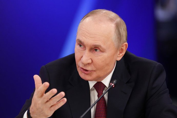 RUSSIA, MOSCOW - SEPTEMBER 25, 2025: Russia's President Vladimir Putin attends the World Atomic Week 2025 international forum at the VDNKh exhibition centre,Image: 1040191117, License: Rights-managed, Restrictions: * Switzerland And Russia Rights Out *, M