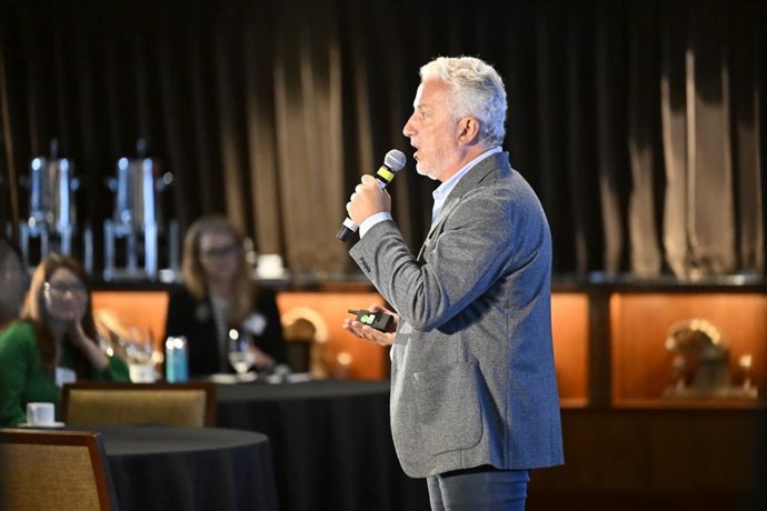 El gerente de la Fundació Turisme Palma 365, Pedro Homar, durante su intervención en la jornada Spain Talks USA.