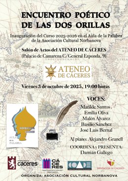 Cartel del Encuentro poético de las dos orillas, organizado por la Asociación Cultural Norbanova