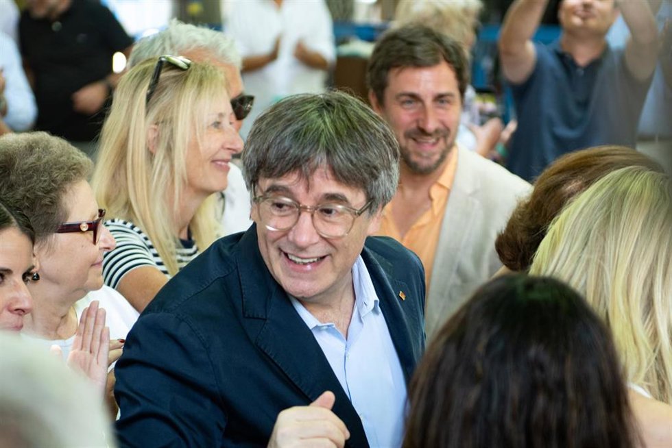 Archivo - El presidente de Junts, Carles Puigdemont, durante la celebración del V aniversario de Junts.
