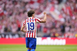 Julian Alvarez of Atletico de Madrid celebrates a goal during the Spanish League, LaLiga EA Sports, football match played between Atletico de Madrid and Real Madrid at Riyadh Air Metropolitano stadium on September 27, 2025, in Madrid, Spain.