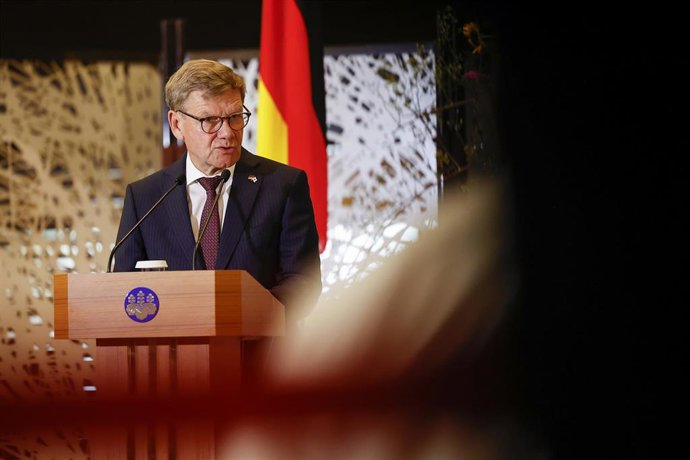 Archivo - El ministro de Exteriores de Alemania, Johann Wadephul, durante una rueda de prensa en la capital de Japón, Tokio (archivo)