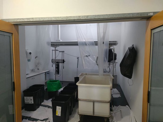 Imagen de inundaciones en el Hospital de Dénia durante el temporal difundidas por Compromís