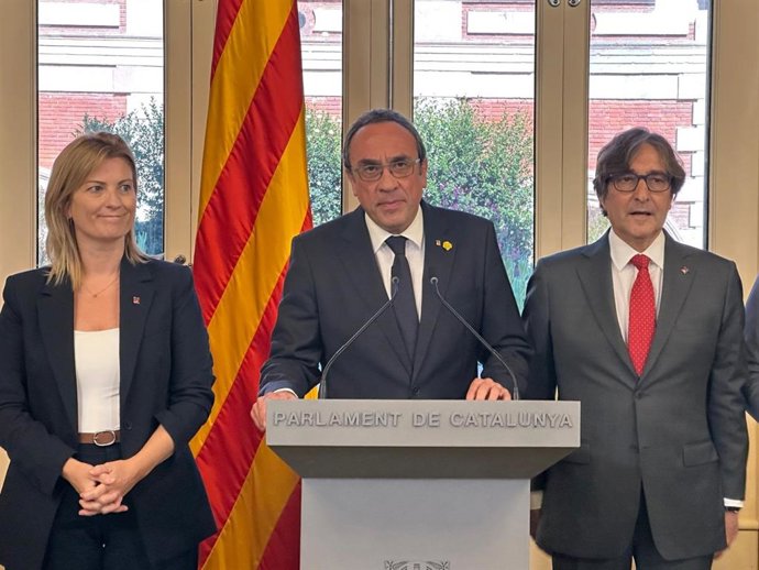 El president del Parlament, Josep Rull, durant l'acte