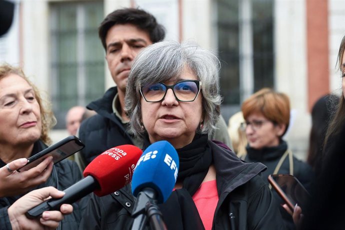 Archivo - La secretaria general de CC.OO. Madrid, Paloma López, declara ante los medios.