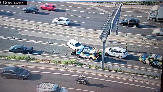 Vehicles dels Mossos d'Esquadra després de l'accident