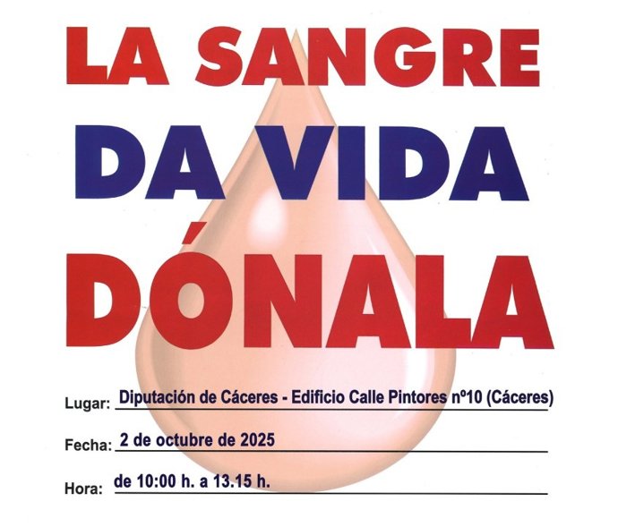 La Diputación de Cáceres impulsa una nueva campaña de donación de sangre este jueves en el edificio Pintores
