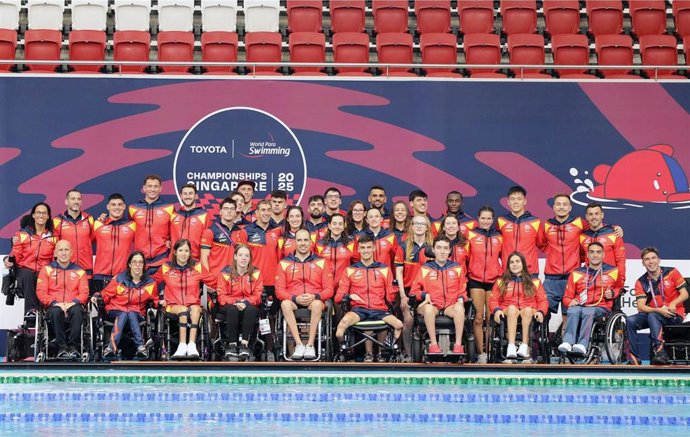 Imagen del equipo español que compitió en los Mundiales de Natación Paralímpica en Singapur