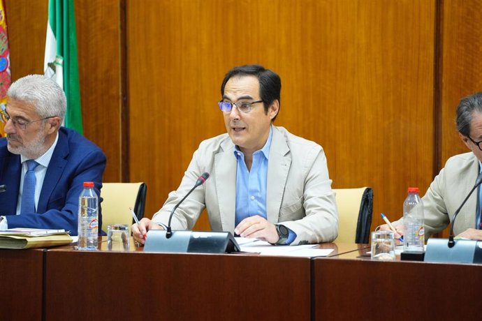 El consejero de Justicia de la Junta de Andalucía, José Antonio Nieto, en la comisión parlamentaria.