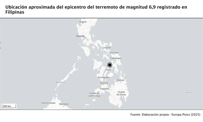 Un seísmo sacude la región filipina de Bisayas Centrales.