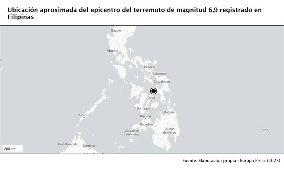 Un seísmo sacude la región filipina de Bisayas Centrales.