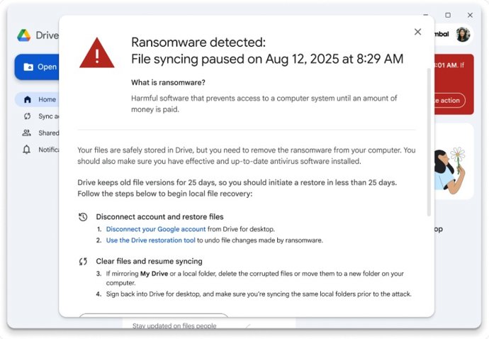Detecção de ransomware no Google Drive para desktop