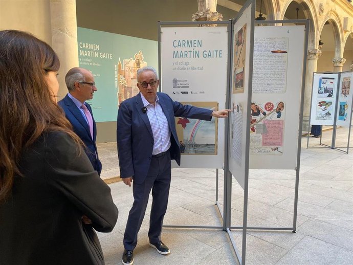 Inauguración de la exposición sobre Carmen Martín Gaite en el palaio de La Salina, sede de la Diputación de Salamanca.