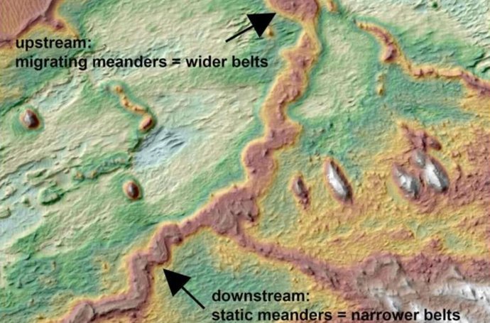 Señales de un delta topográficamente invertido en la superficie de Marte