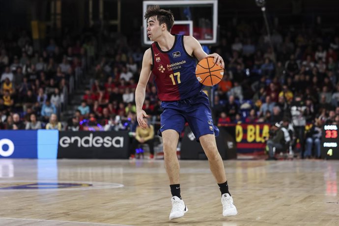 Archivo - Juan Nunez of FC Barcelona in action during the Liga Endesa ACB, match played between FC Barcelona and Joventut Badalona at Palau Blaugrana on January 05, 2025 in Barcelona, Spain.