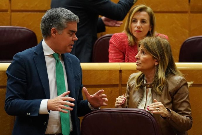 Los senadores del PP Vicente Azpitarte y Eva Martín.