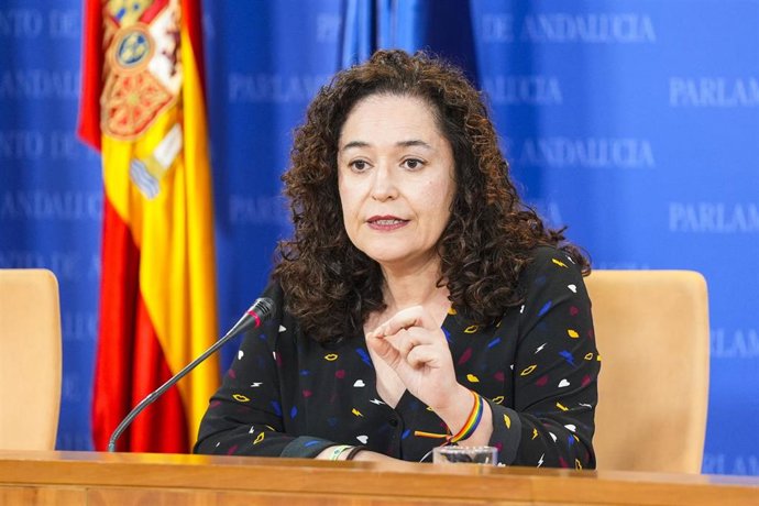 La portavoz del Grupo Por Andalucía, Inma Nieto, este miércoles en rueda de prensa. 