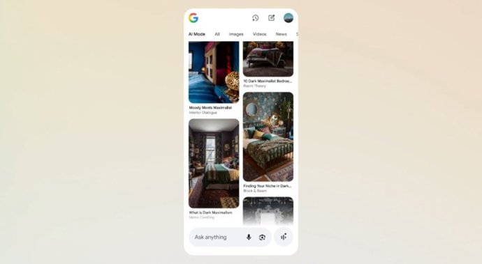 Resultados visuales en Modo AI de Google
