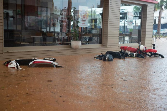 Calles inundadas, a 30 de septiembre de 2025, en Ibiza.