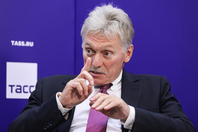 RUSSIA, VLADIVOSTOK - SEPTEMBER 5, 2025: Dmitry Peskov, Press Secretary of the President of Russia, gives an interview to TASS Russian News Agency during the 2025 Eastern Economic Forum (EEF) at Far Eastern Federal University on Russky Island