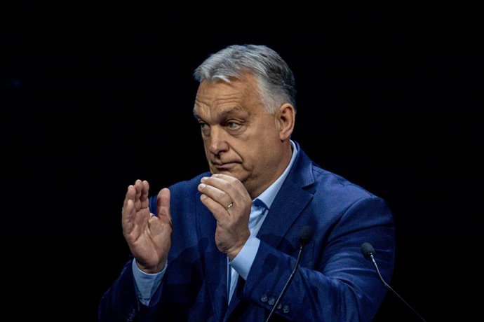 Archivo - El primer ministro de Hungría, Viktor Orban, durante la cumbre ‘Patriots’, en Hotel Marriott Auditorium, a 8 de febrero de 2025, en Madrid (España). Vox ha organizado en Madrid una cumbre de ‘Patriots’, formación que integra a los partidos polít