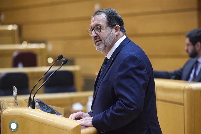 El senador del PP Juan Manuel Ávila interviene durante un pleno en el Senado, a 1 de octubre de 2025, en Madrid (España).  