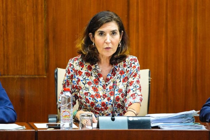 La consejera de Empleo, Empresa y Trabajo Autónomo, Rocío Blanco, en comisión parlamentaria. A fecha de 01 de octubre de 2025.