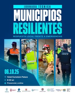 Cartel de la Jornada Técnica 'Municipios resilientes. Respuesta local frente a emergencias'.