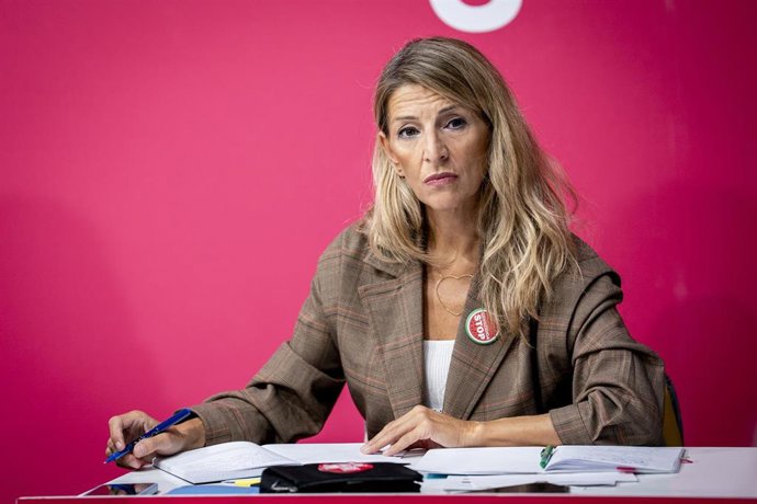 La vicepresidenta segunda y ministra de Trabajo y Economía Social, Yolanda Díaz, durante la celebración del Grupo Coordinador de Movimiento Sumar,, a 27 de septiembre de 2025, en Madrid (España).