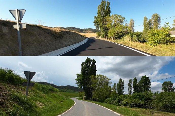 Imagen de la carretera ya acondicionada y su estado anterior.