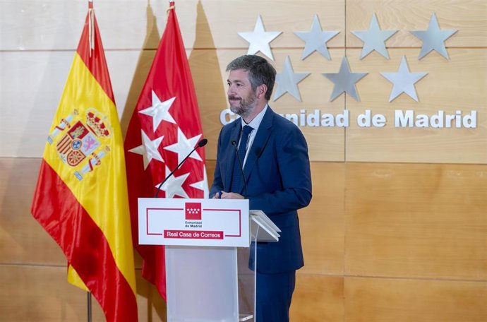 El consejero de la Presidencia, Miguel Ángel García, durante una rueda de prensa