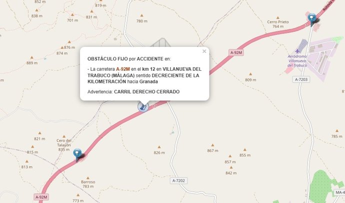 Reestablecido parcialmente el tráfico en la A-92M donde ya hay un carril abierto sentido Granada tras el accidente esta madrugada de un camión en la zona.