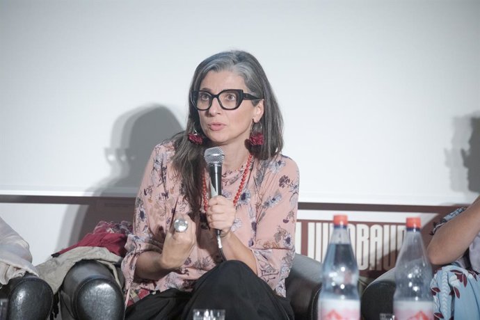September 11, 2025, Berlin, Germany: United Nations Special Rapporteur on the Occupied Palestinian Territories FRANCESCA ALBANESE speaks at Junge Welt during the "Economy of Genocide" panel, presenting her latest findings on how German companies supply an