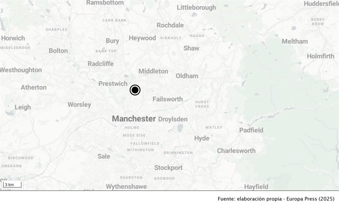 Localidad de Crumpsall, situada a las afueras de Mánchester y escenario de un supuesto apuñalamiento en una sinagoga