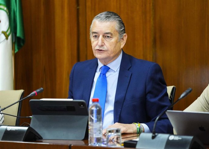 El consejero de la Presidencia, Interior, Diálogo Social y Simplificación Administrativa, Antonio Sanz, este jueves en comisión parlamentaria