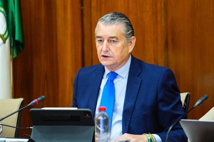 El consejero de la Presidencia, Interior, Diálogo Social y Simplificación Administrativa, Antonio Sanz, este jueves en el Parlamento